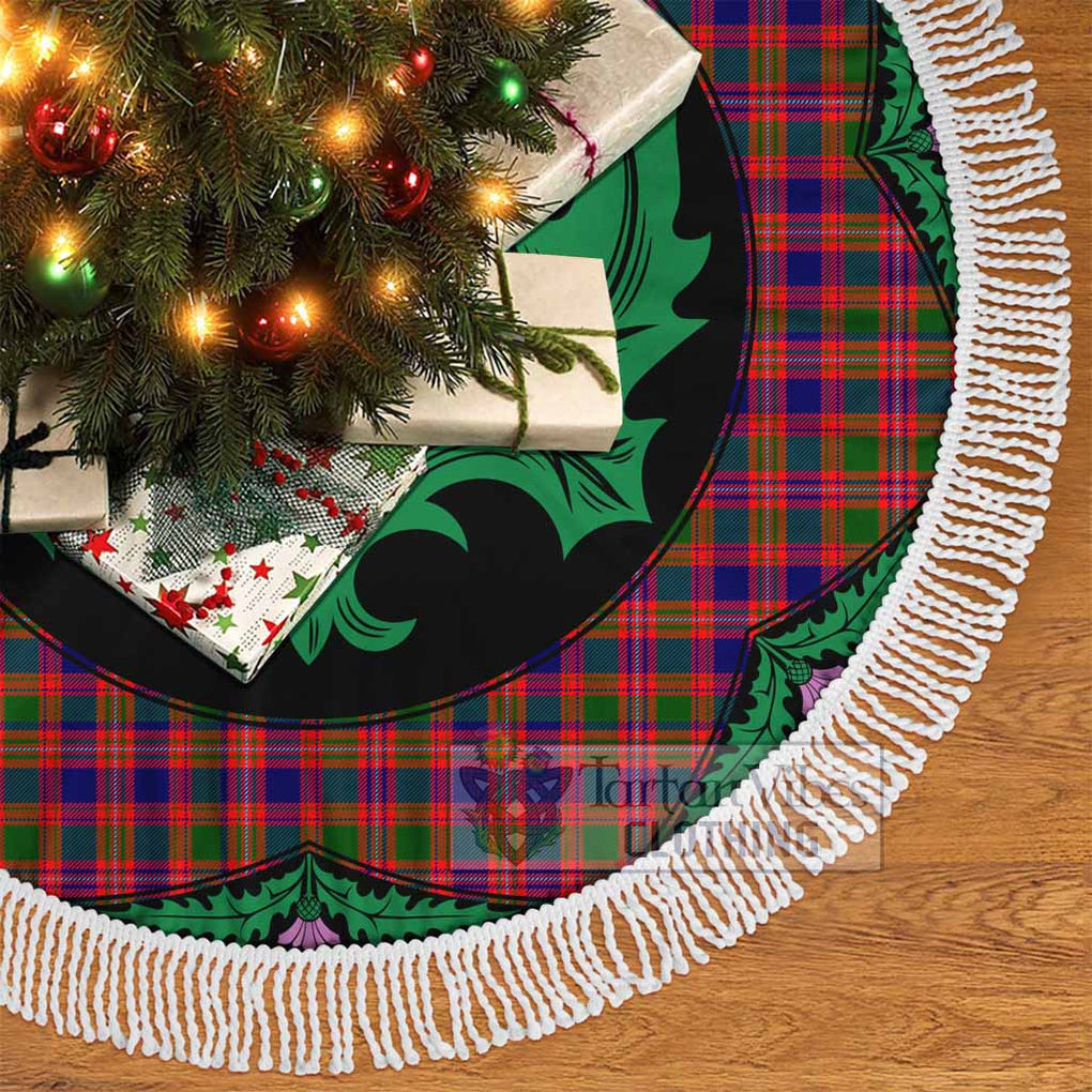 Tartan Vibes Clothing Wright Tartan Christmas Tree Skirt Scottish Thistle Style