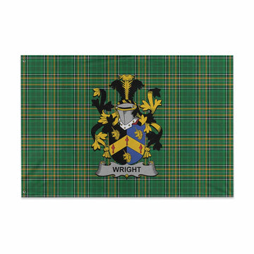 Tartan Vibes Clothing Wright Irish Clan Tartan House Flag with Coat of Arms