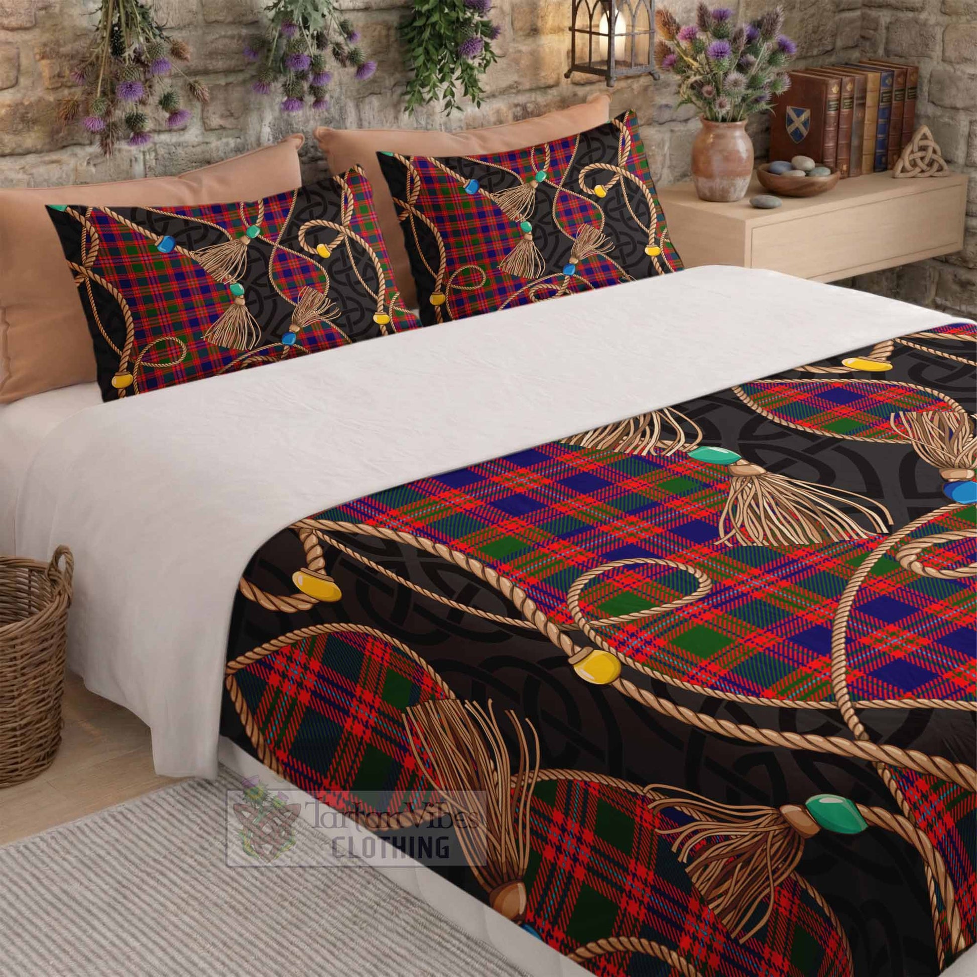 Wright Scottish Tartan Twisted Ropes Stylized Bedding Set - Tartan Vibes Clothing