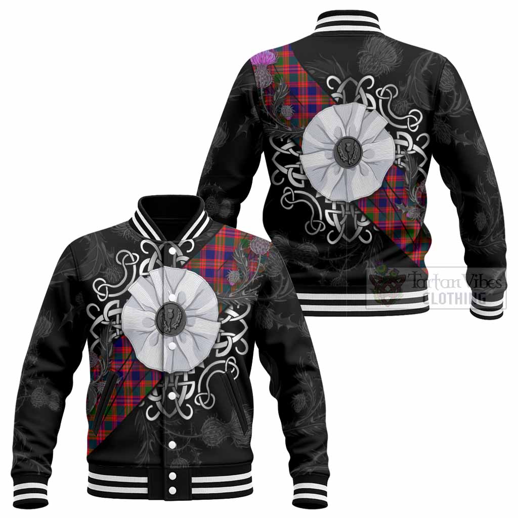 Wright Tartan Baseball Jacket Jacobite White Rose - Tartan Vibes Clothing