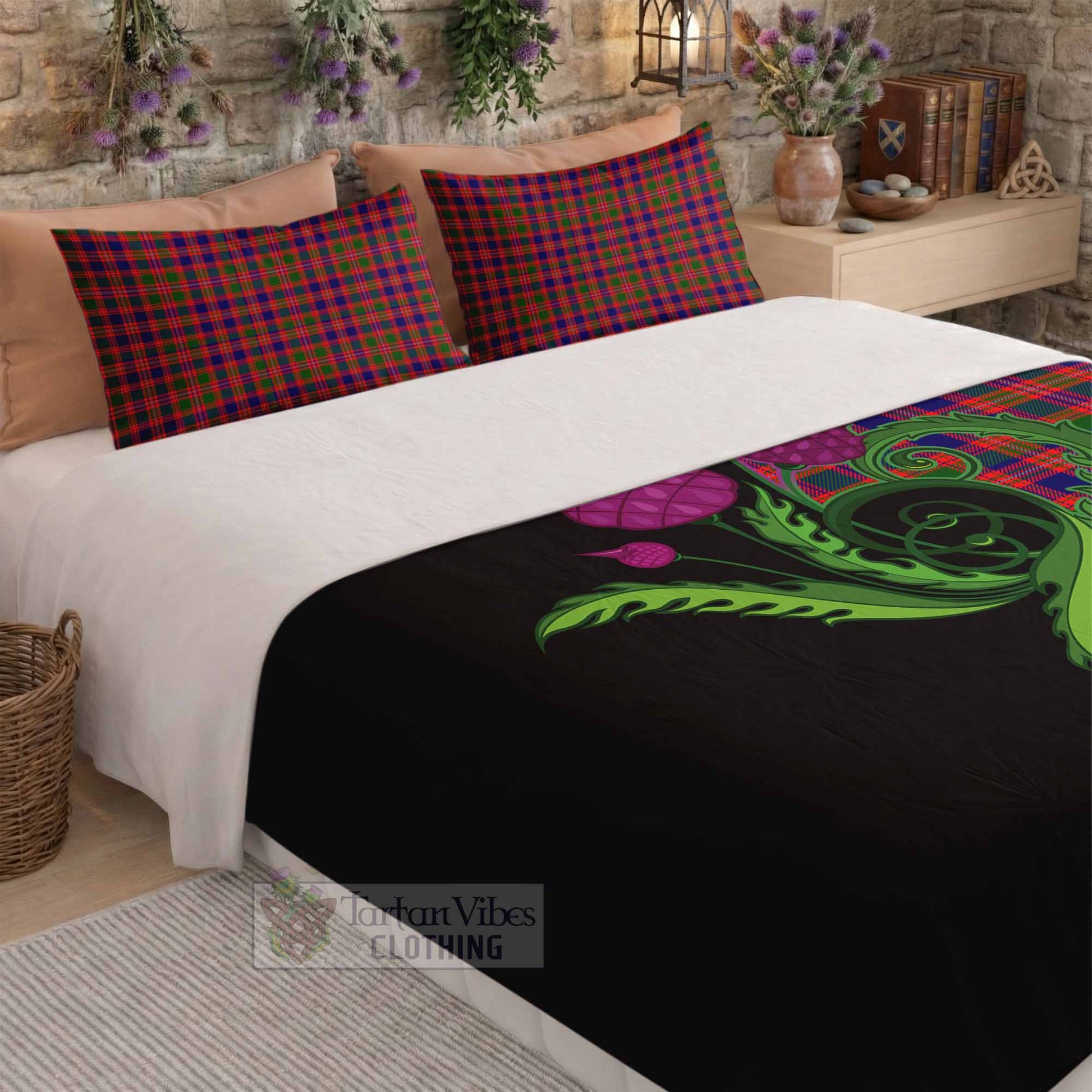 Wright Tartan Bedding Set Traditional Scottish Thistle - Tartan Vibes Clothing