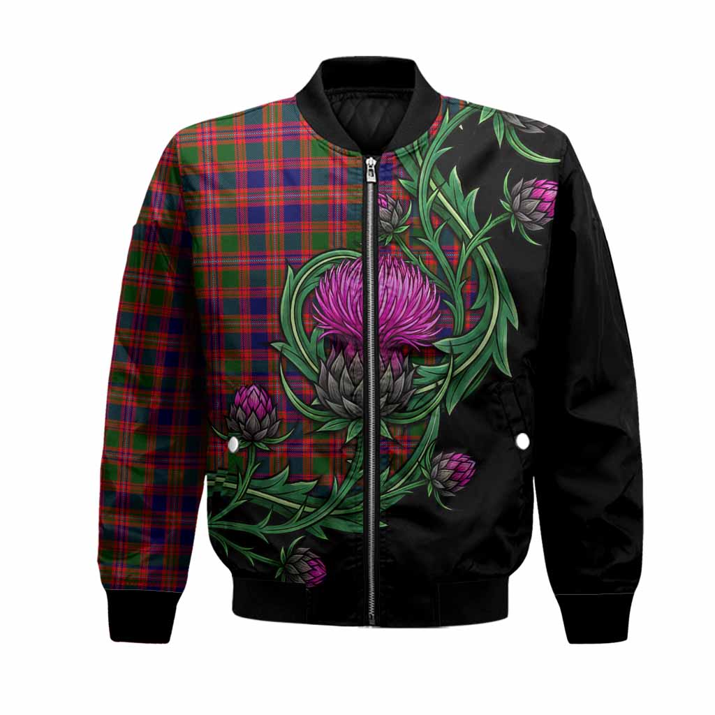 Wright Tartan Bomber Jacket Resilient Scottish Thistle Unisex Black - Tartan Vibes Clothing