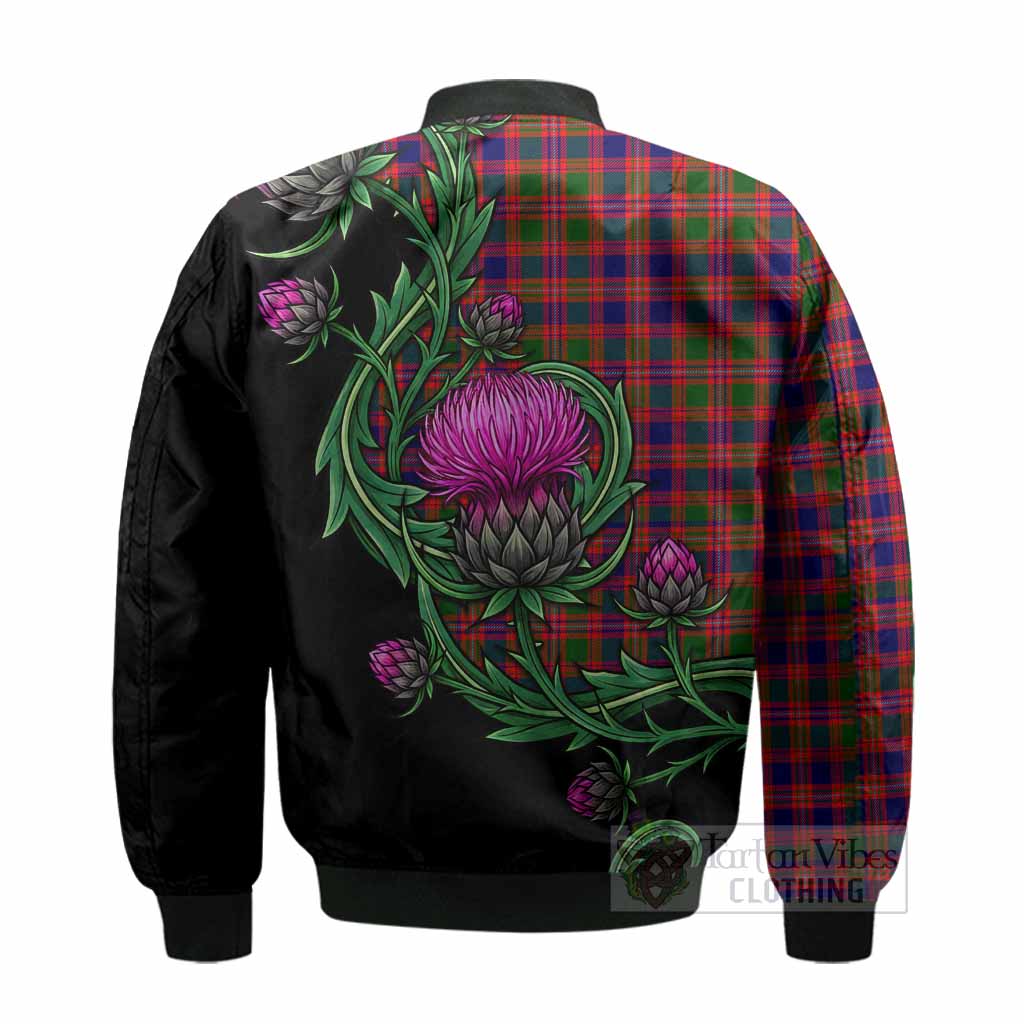 Wright Tartan Bomber Jacket Resilient Scottish Thistle - Tartan Vibes Clothing
