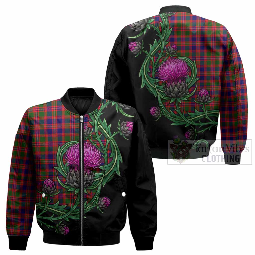 Wright Tartan Bomber Jacket Resilient Scottish Thistle - Tartan Vibes Clothing