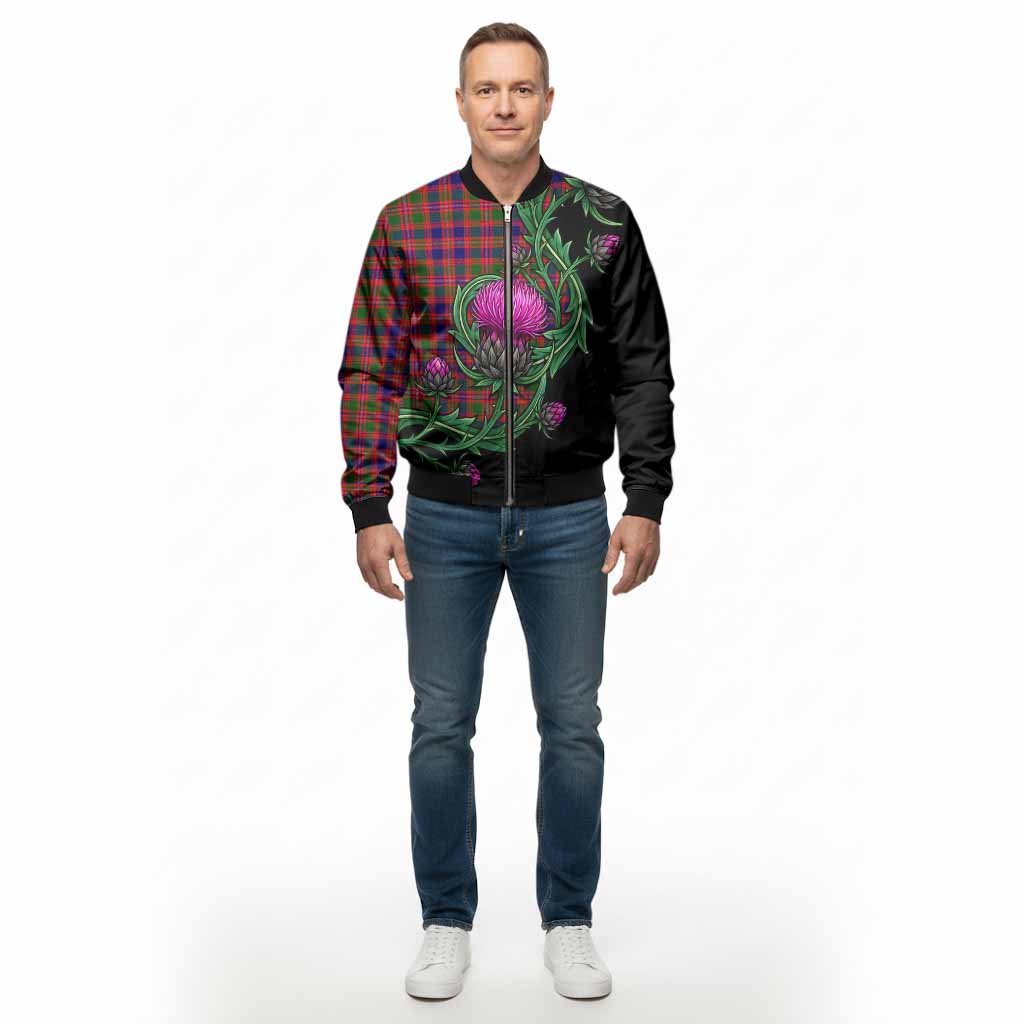 Wright Tartan Bomber Jacket Resilient Scottish Thistle - Tartan Vibes Clothing
