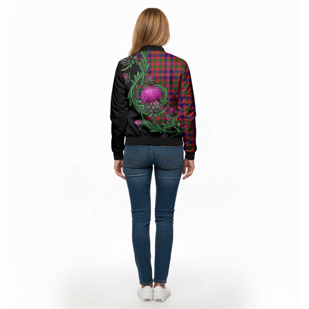 Wright Tartan Bomber Jacket Resilient Scottish Thistle - Tartan Vibes Clothing