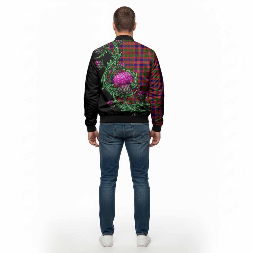 Wright Tartan Bomber Jacket Resilient Scottish Thistle - Tartan Vibes Clothing
