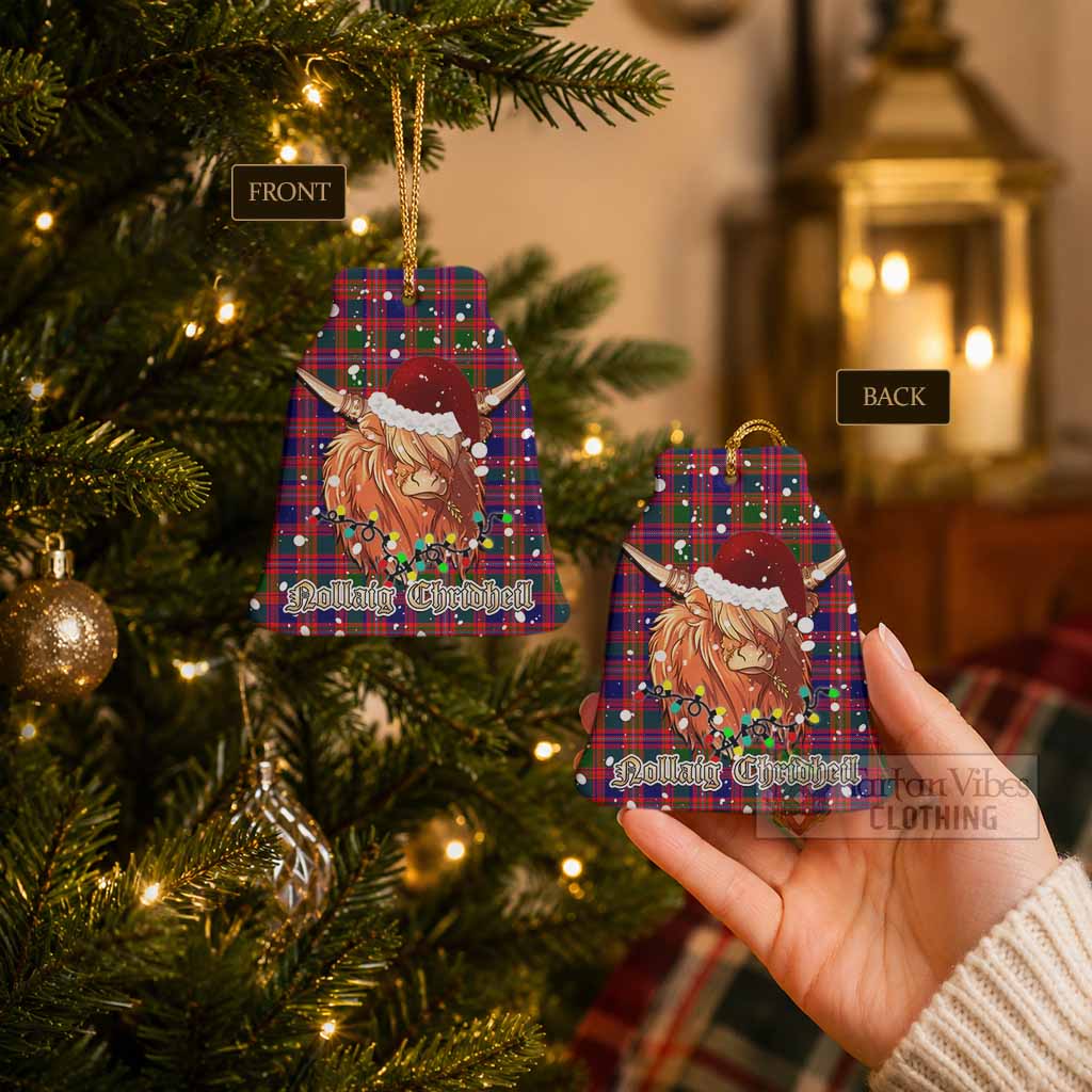 Wright Tartan Ceramic Bell Ornament Mister Coo - Highlander Decor - Tartan Vibes Clothing
