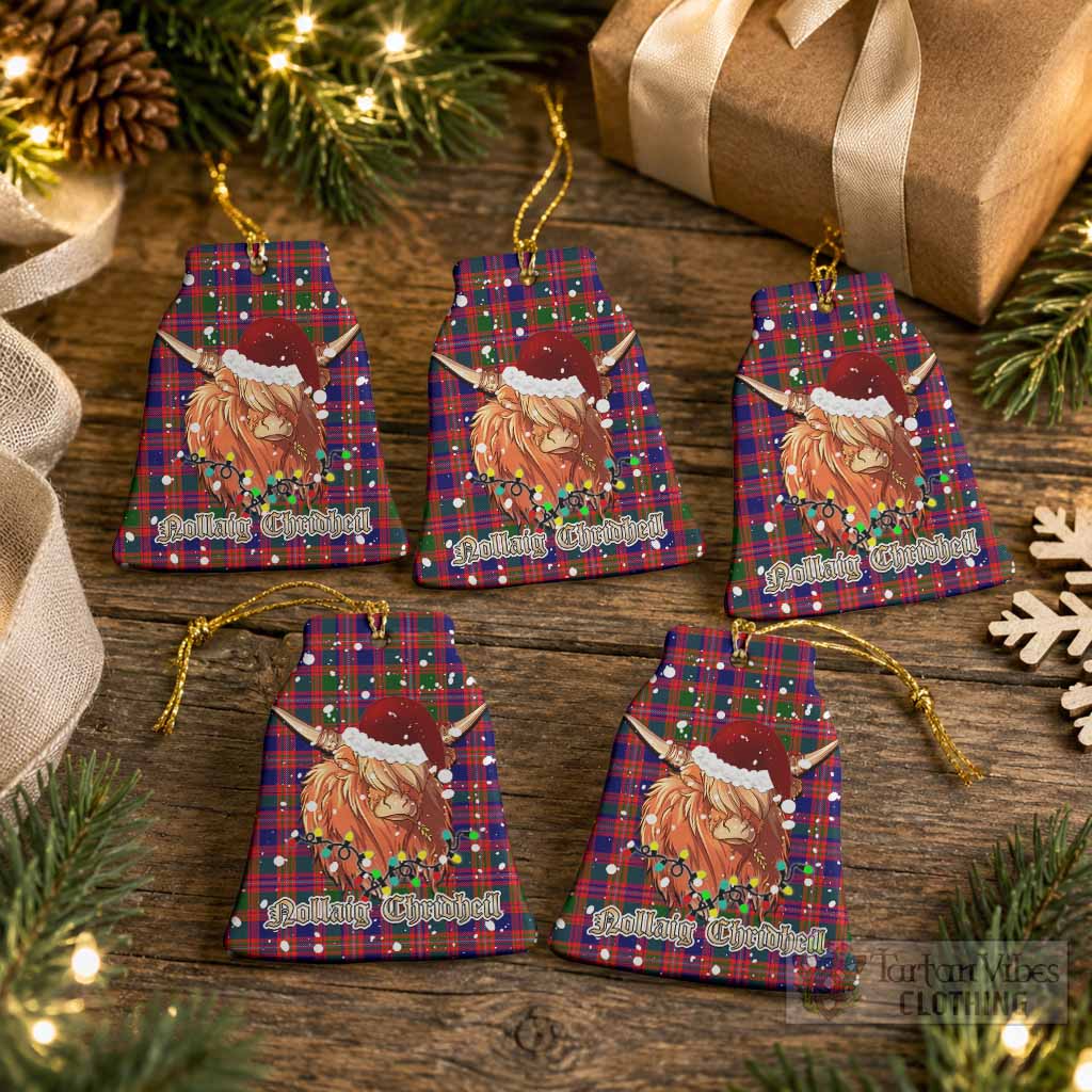 Wright Tartan Ceramic Bell Ornament Mister Coo - Highlander Decor Pack of 5 - Tartan Vibes Clothing
