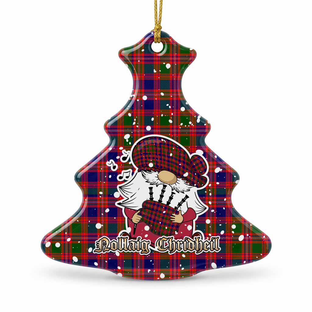 Wright Tartan Ceramic Christmas Tree Ornament Gnome Bagpiper - Chistmas Tree Decor