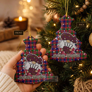 Wright Tartan Ceramic Christmas Tree Ornament Gnome Bagpiper - Chistmas Tree Decor