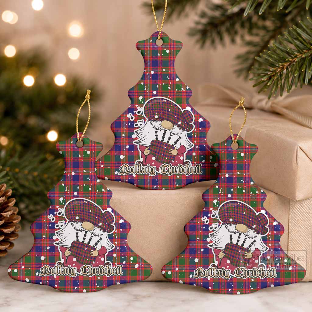 Wright Tartan Ceramic Christmas Tree Ornament Gnome Bagpiper - Chistmas Tree Decor