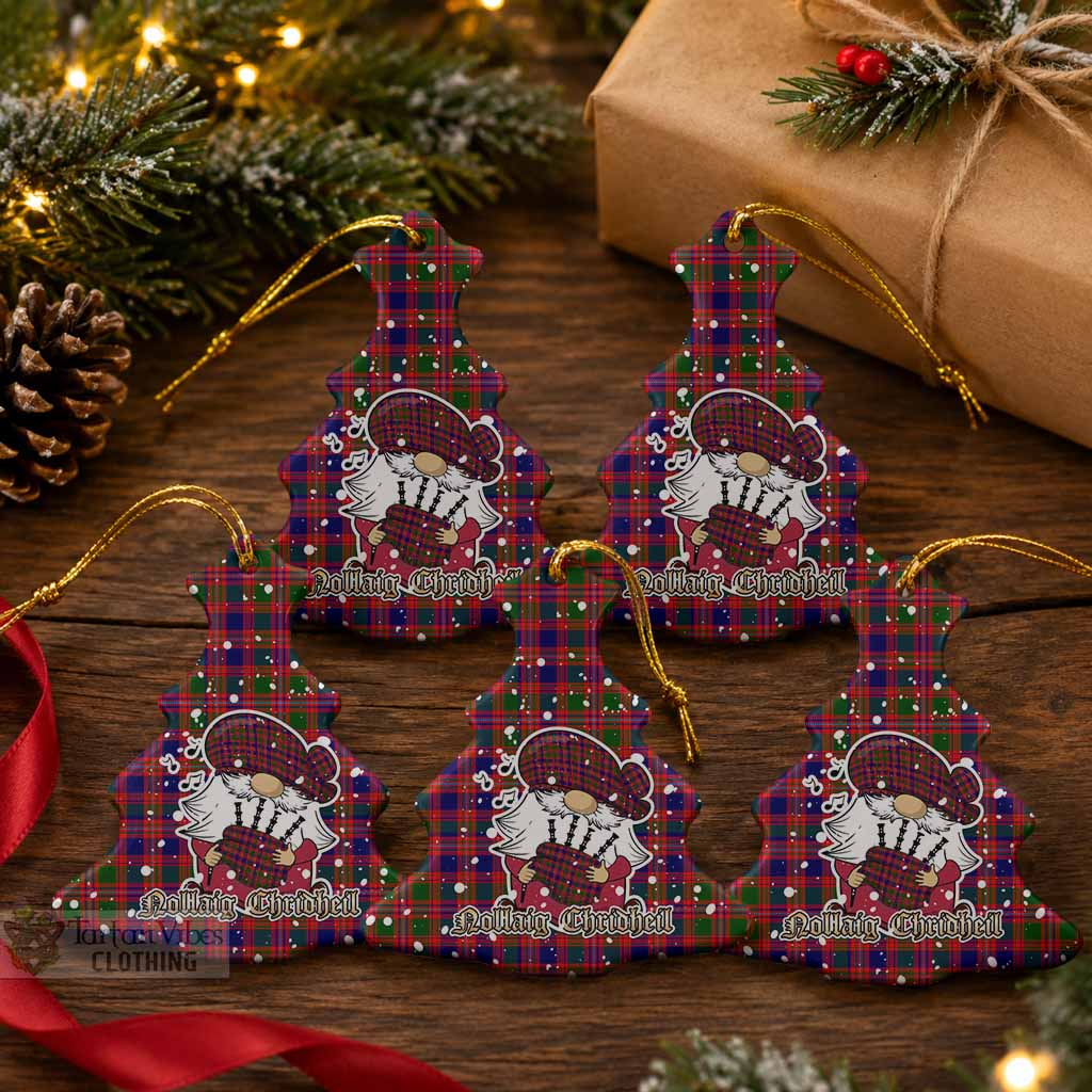 Wright Tartan Ceramic Christmas Tree Ornament Gnome Bagpiper - Chistmas Tree Decor