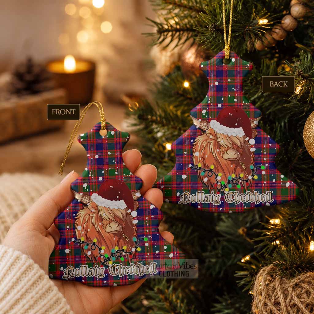 Wright Tartan Ceramic Christmas Tree Ornament Mister Coo - Highlander Decor - Tartan Vibes Clothing