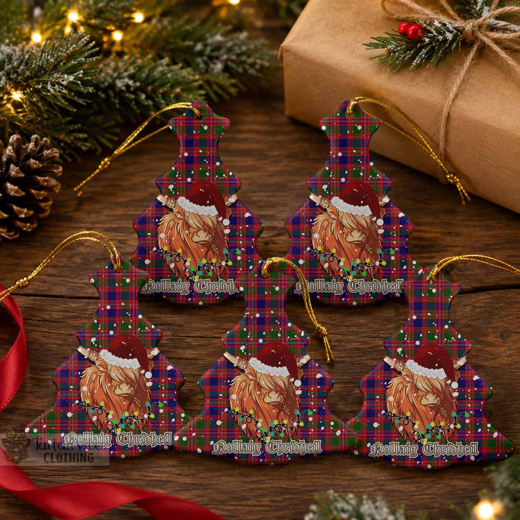 Wright Tartan Ceramic Christmas Tree Ornament Mister Coo - Highlander Decor Pack of 5 - Tartan Vibes Clothing