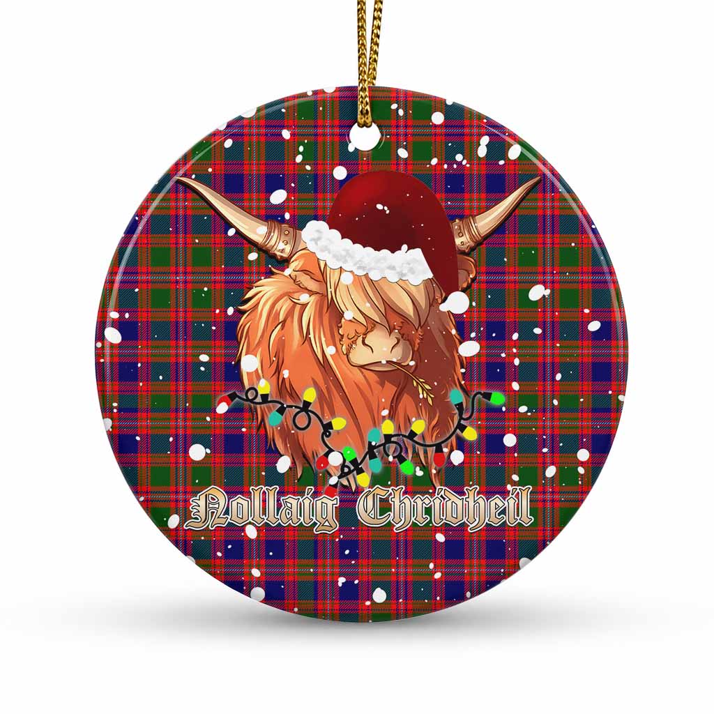 Wright Tartan Ceramic Circle Ornament Mister Coo - Highlander Decor 1 Piece - Tartan Vibes Clothing