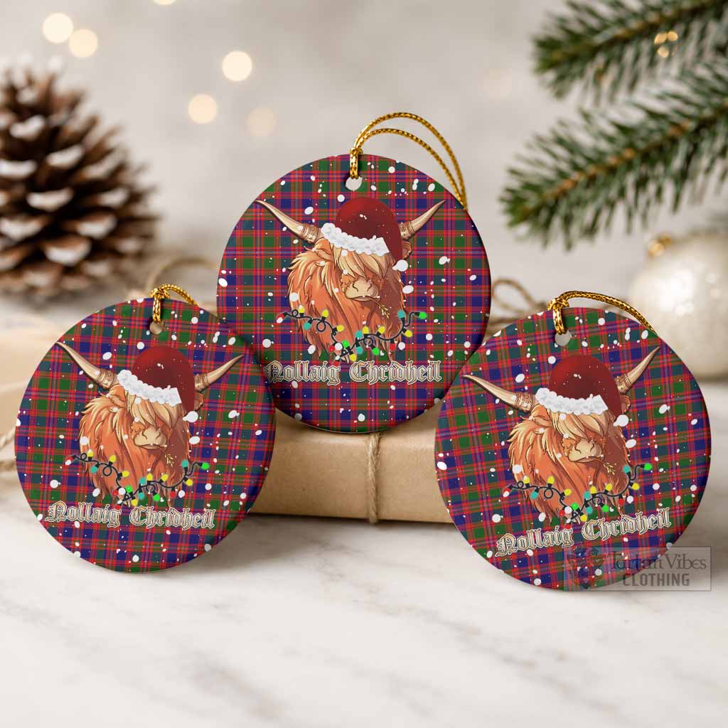 Wright Tartan Ceramic Circle Ornament Mister Coo - Highlander Decor Pack of 3 - Tartan Vibes Clothing