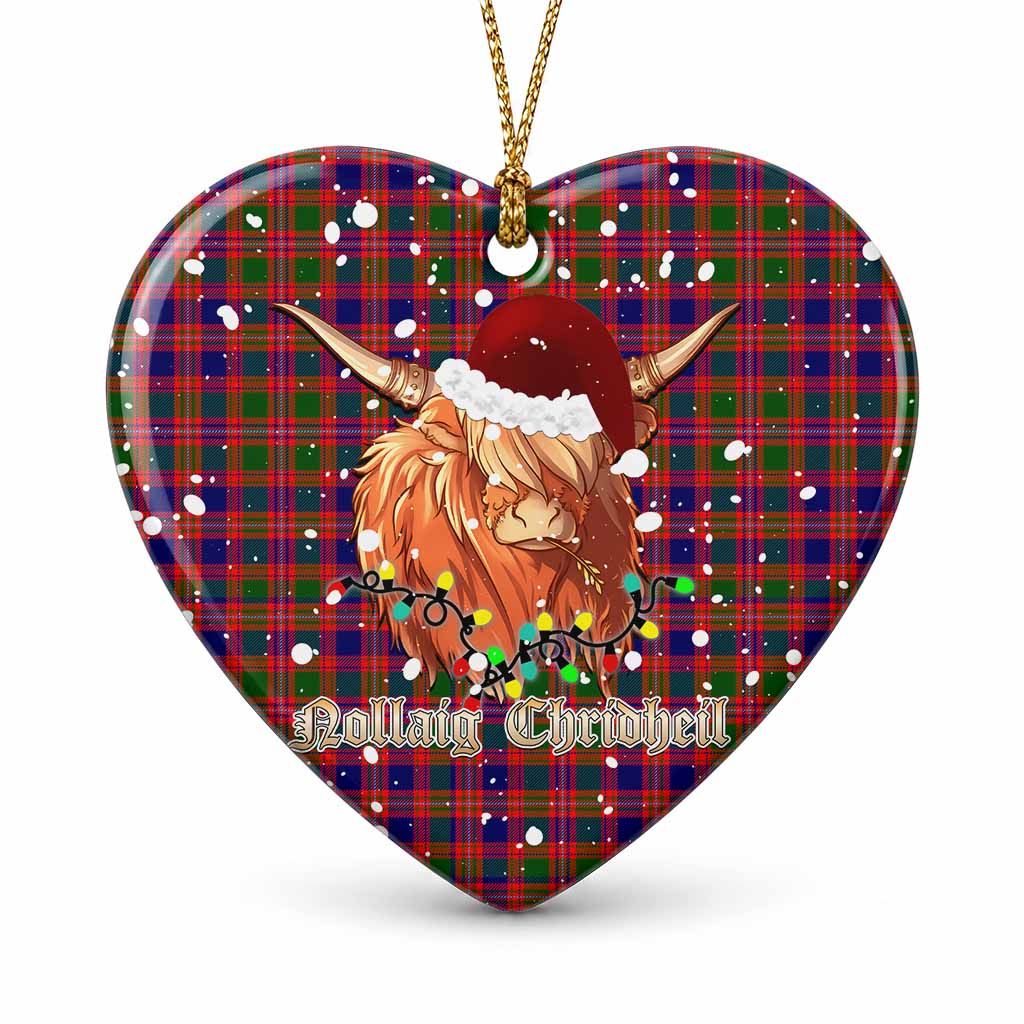 Wright Tartan Ceramic Heart Ornament Mister Coo - Highlander Decor 1 Piece - Tartan Vibes Clothing