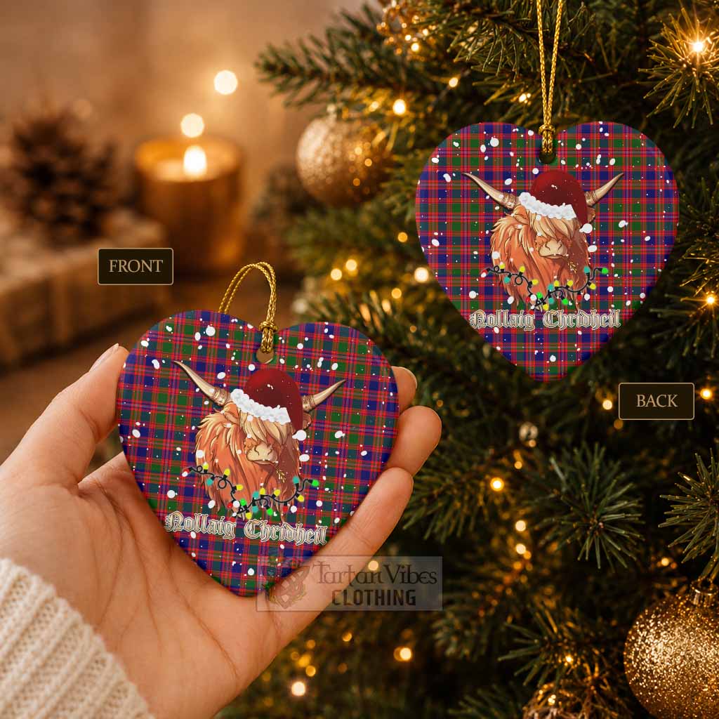 Wright Tartan Ceramic Heart Ornament Mister Coo - Highlander Decor - Tartan Vibes Clothing