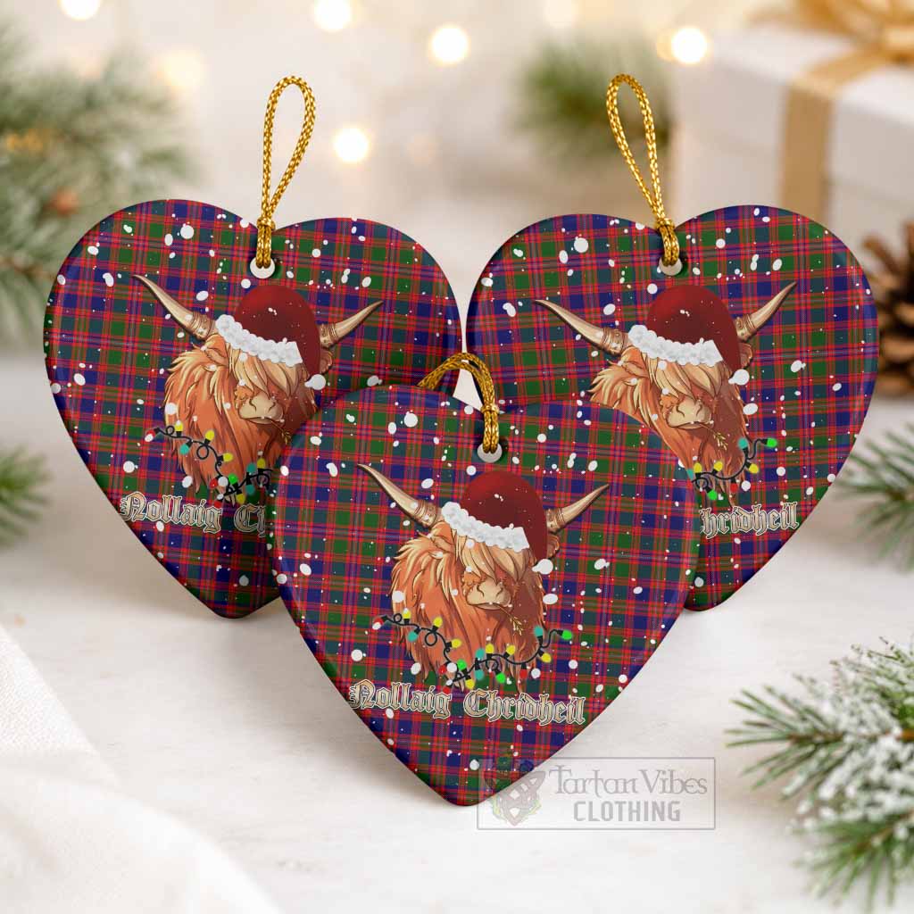 Wright Tartan Ceramic Heart Ornament Mister Coo - Highlander Decor Pack of 3 - Tartan Vibes Clothing