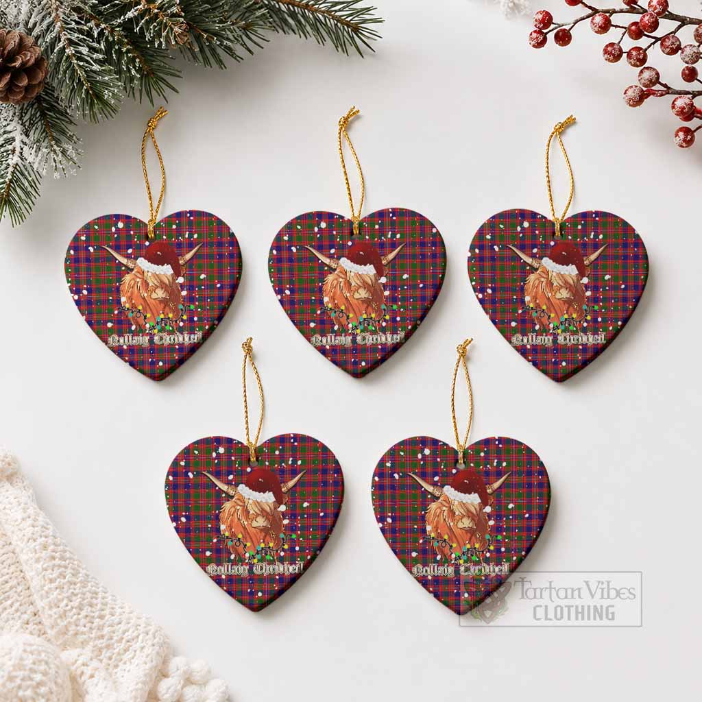 Wright Tartan Ceramic Heart Ornament Mister Coo - Highlander Decor Pack of 5 - Tartan Vibes Clothing