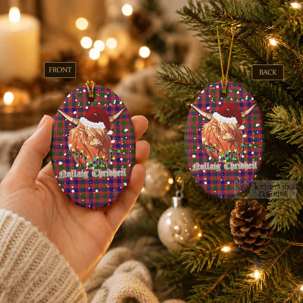 Wright Tartan Ceramic Oval Ornament Mister Coo - Highlander Decor - Tartan Vibes Clothing