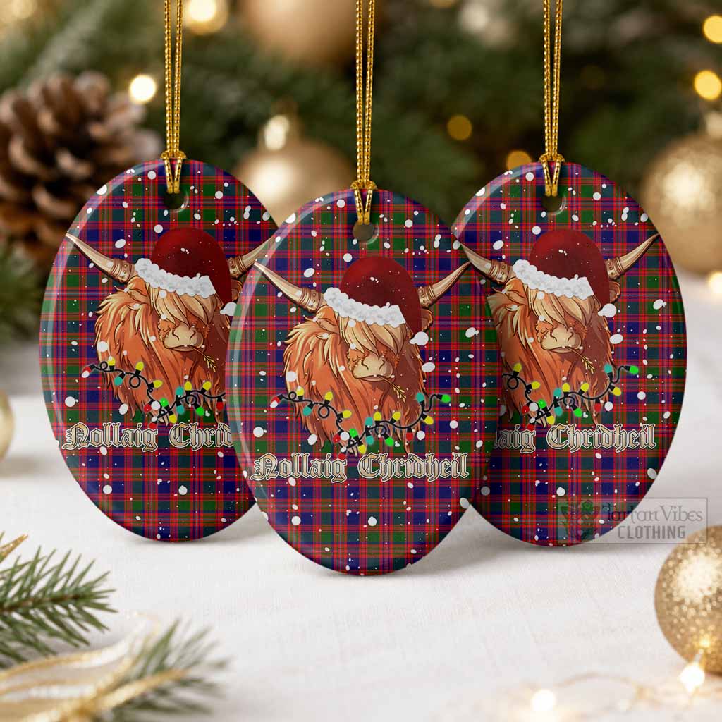 Wright Tartan Ceramic Oval Ornament Mister Coo - Highlander Decor Pack of 3 - Tartan Vibes Clothing