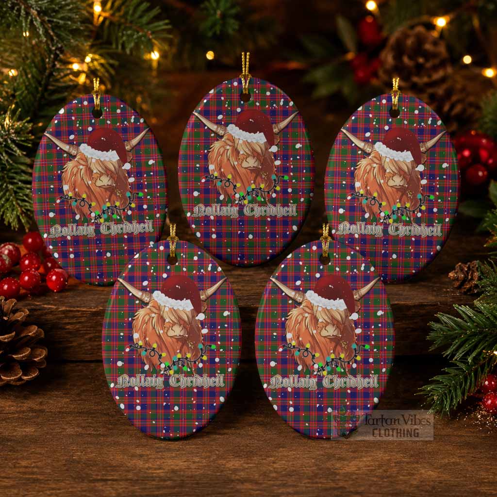 Wright Tartan Ceramic Oval Ornament Mister Coo - Highlander Decor Pack of 5 - Tartan Vibes Clothing