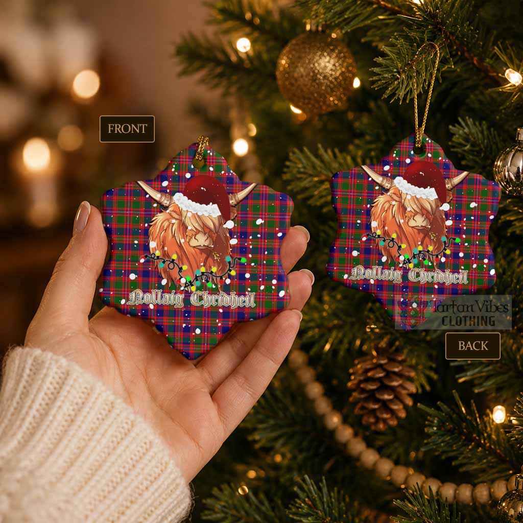 Wright Tartan Ceramic Snow Flake Ornament Mister Coo - Highlander Decor - Tartan Vibes Clothing