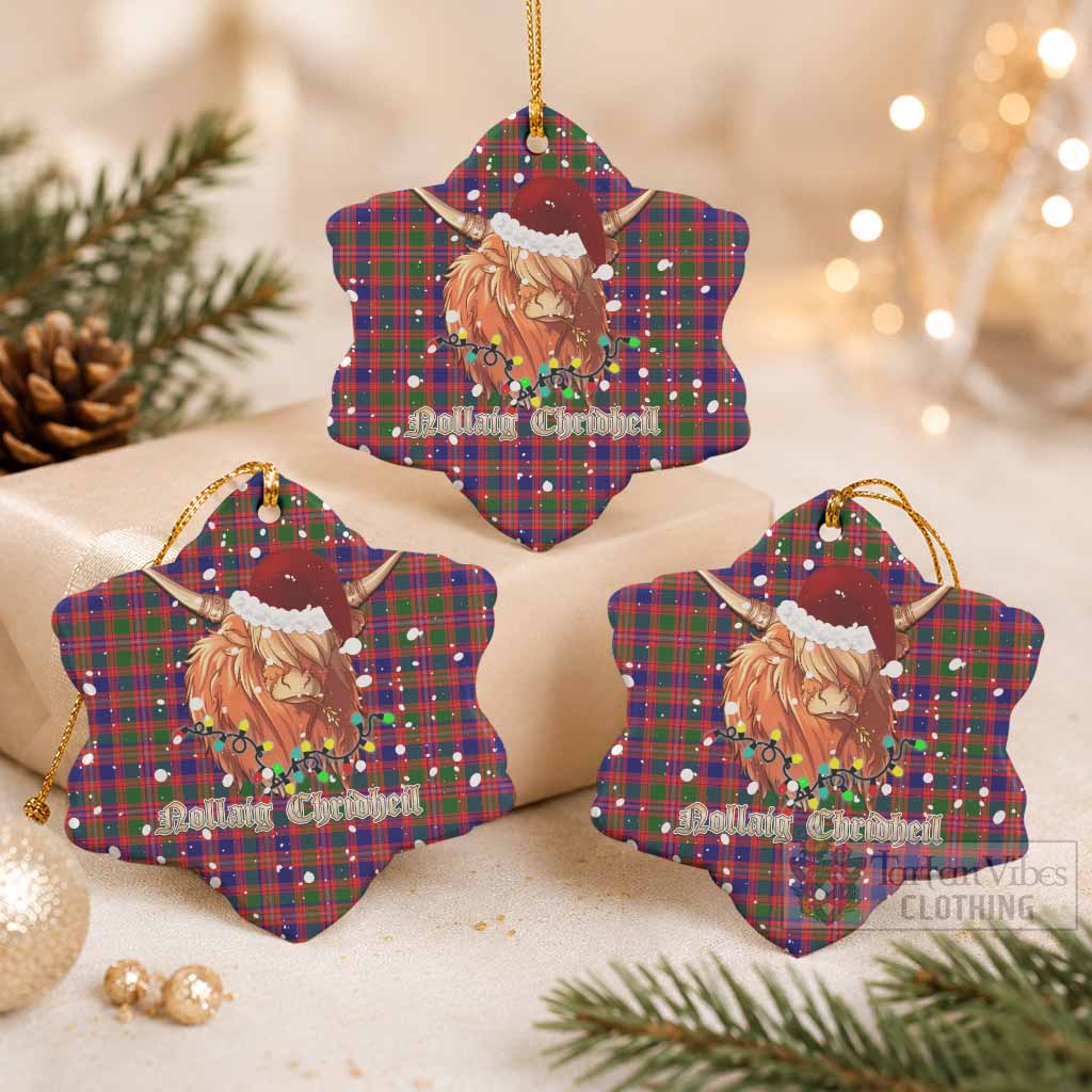 Wright Tartan Ceramic Snow Flake Ornament Mister Coo - Highlander Decor Pack of 3 - Tartan Vibes Clothing