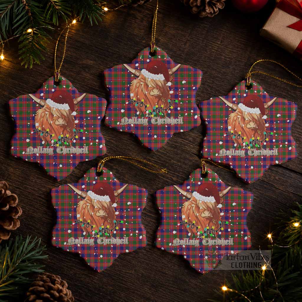 Wright Tartan Ceramic Snow Flake Ornament Mister Coo - Highlander Decor Pack of 5 - Tartan Vibes Clothing