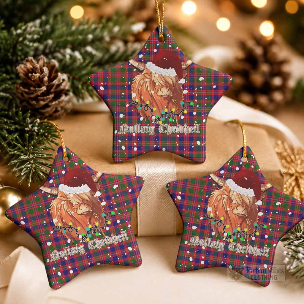 Wright Tartan Ceramic Star Ornament Mister Coo - Highlander Decor Pack of 3 - Tartan Vibes Clothing
