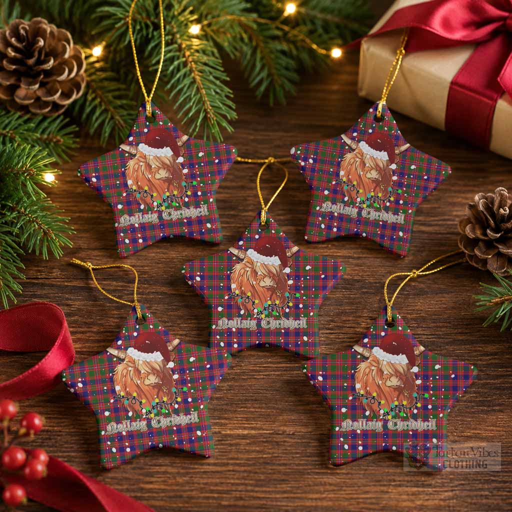 Wright Tartan Ceramic Star Ornament Mister Coo - Highlander Decor Pack of 5 - Tartan Vibes Clothing