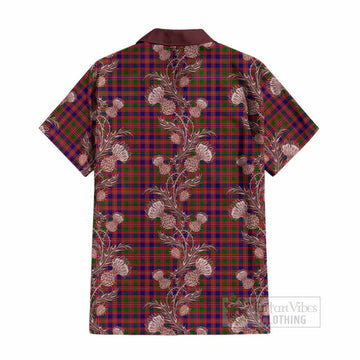 Wright Tartan Cotton Hawaiian Shirt Seamless Scottish Thistle Flowers
