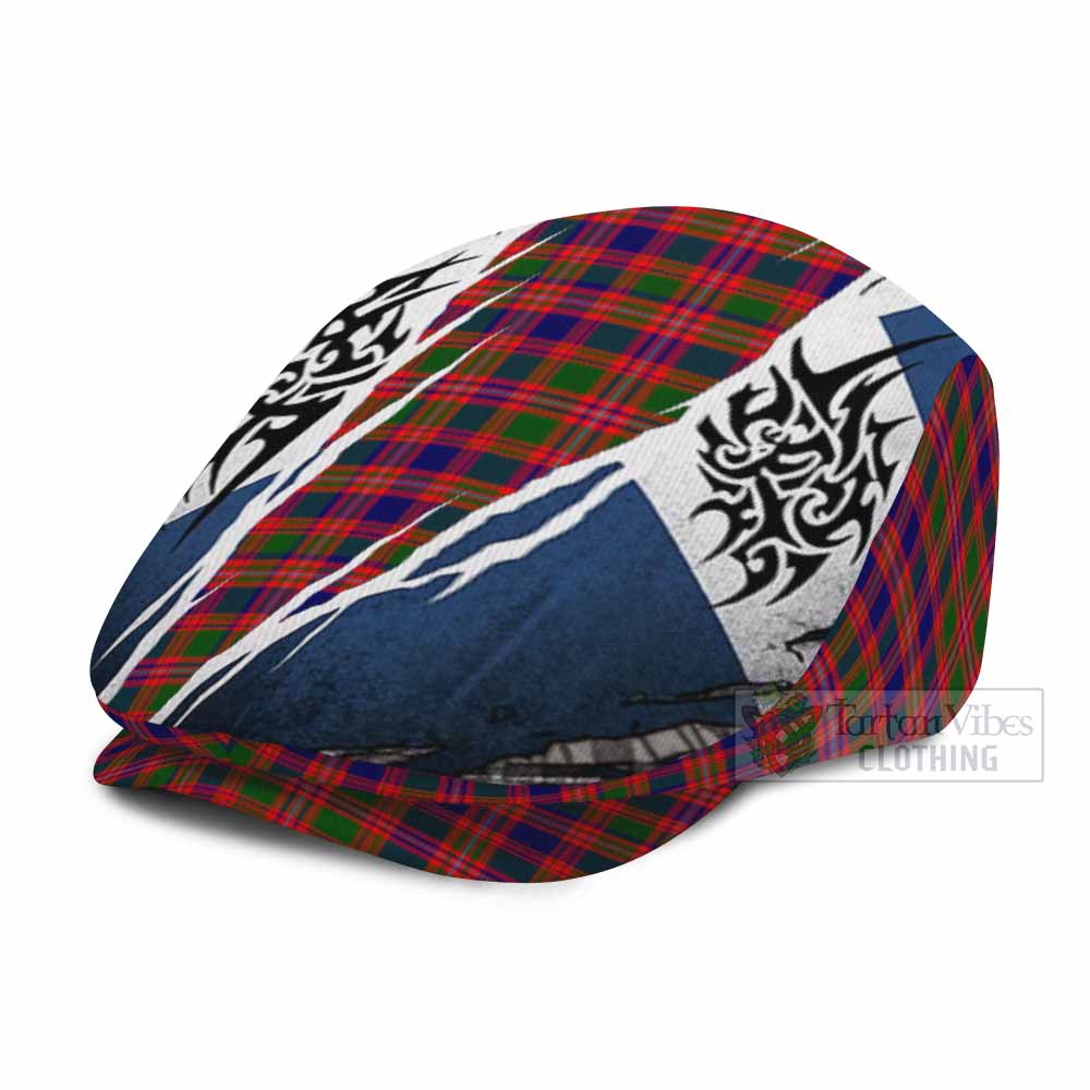 Wright Tartan Flat Cap, Jeff Cap Scotland Flag Ripped Tribal Design