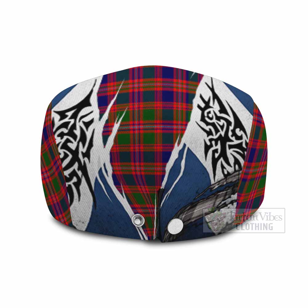 Wright Tartan Flat Cap, Jeff Cap Scotland Flag Ripped Tribal Design
