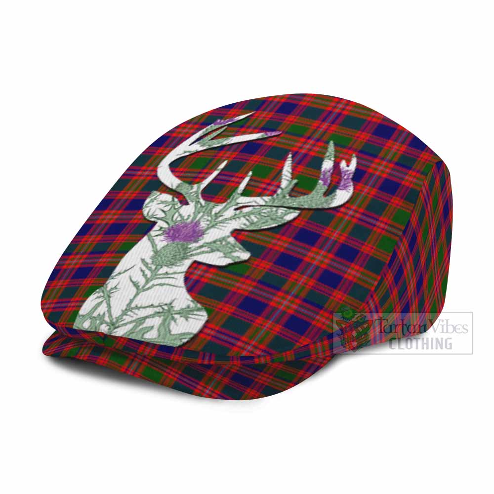 Wright Tartan Flat Cap, Jeff Cap Scottish Stag Thistle Floral Art - Tartan Vibes Clothing