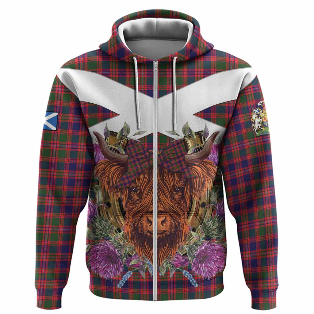 Wright Tartan Hoodie Scottish Thistle Heilan Coo Zip Hoodie - Tartan Vibes Clothing