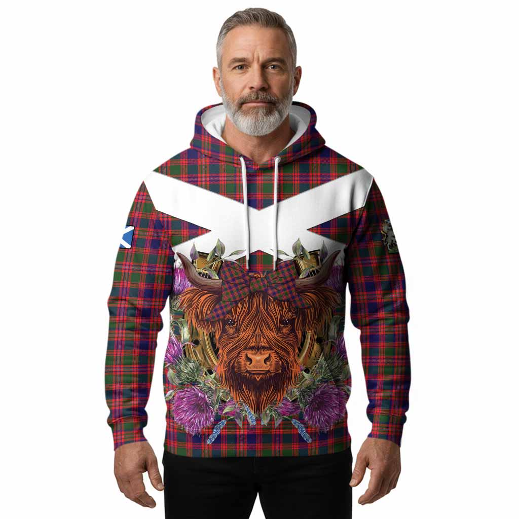 Wright Tartan Hoodie Scottish Thistle Heilan Coo - Tartan Vibes Clothing