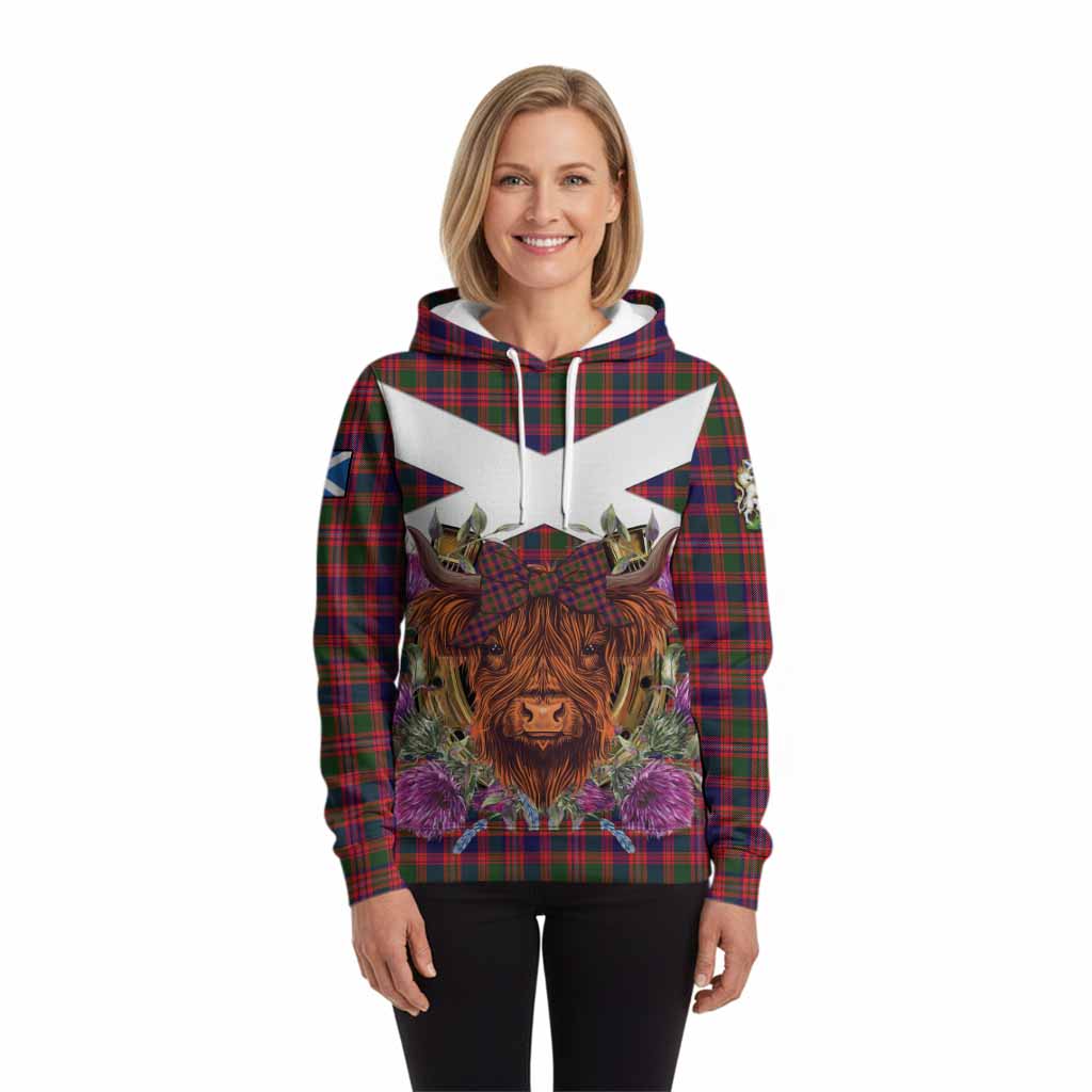 Wright Tartan Hoodie Scottish Thistle Heilan Coo - Tartan Vibes Clothing