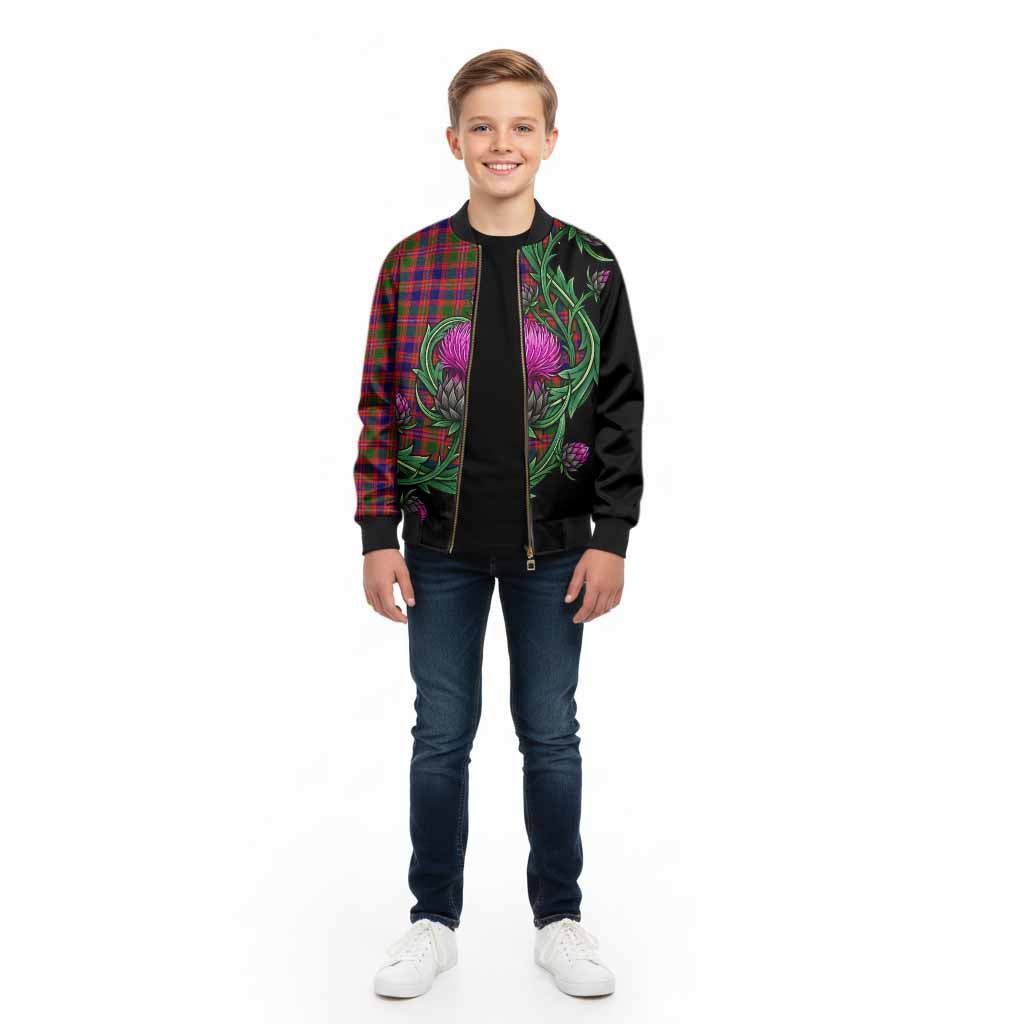 Wright Tartan Kid Bomber Jacket Resilient Scottish Thistle - Tartan Vibes Clothing
