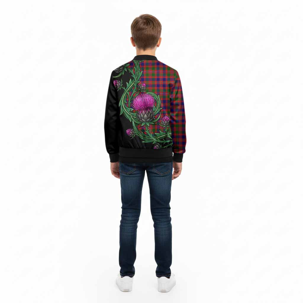 Wright Tartan Kid Bomber Jacket Resilient Scottish Thistle - Tartan Vibes Clothing