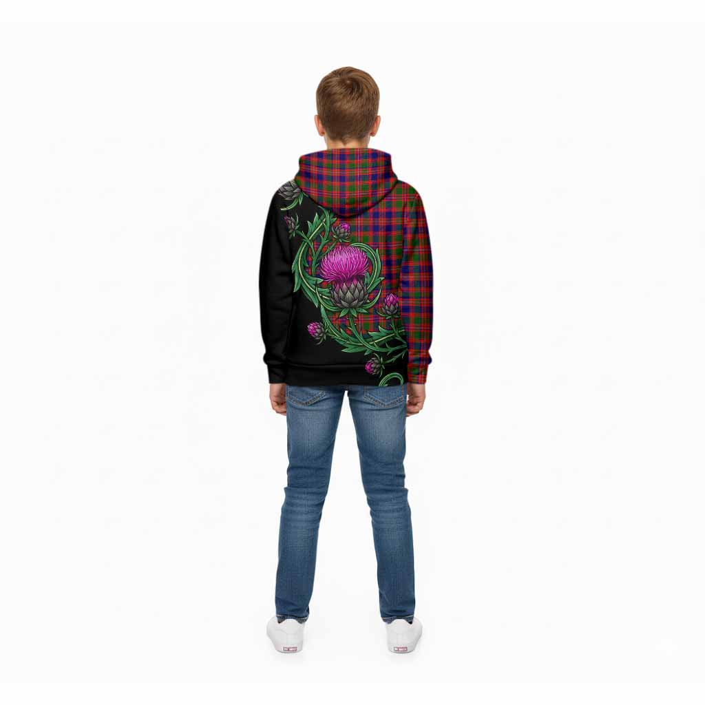 Wright Tartan Kid Hoodie Resilient Scottish Thistle - Tartan Vibes Clothing