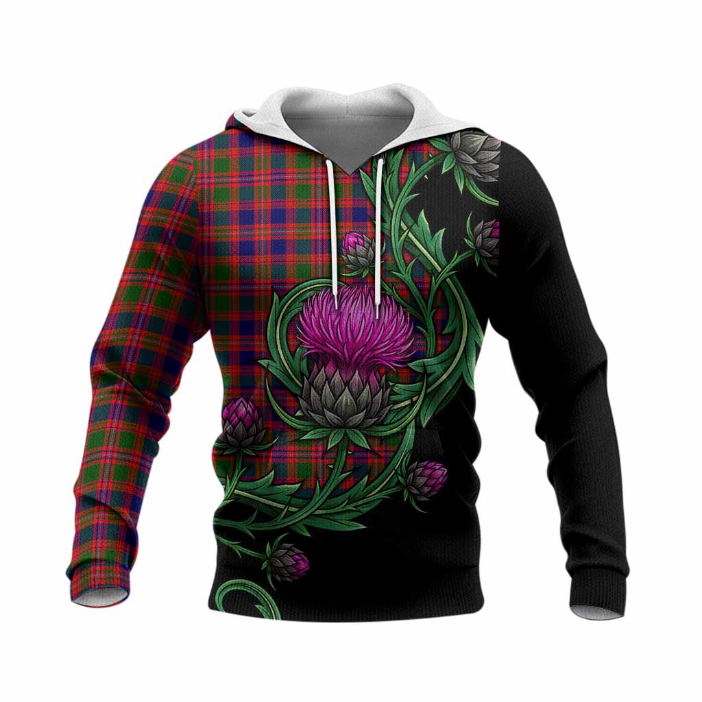 Wright Tartan Knitted Hoodie Resilient Scottish Thistle Unisex Knitted Pullover Hoodie - Tartan Vibes Clothing