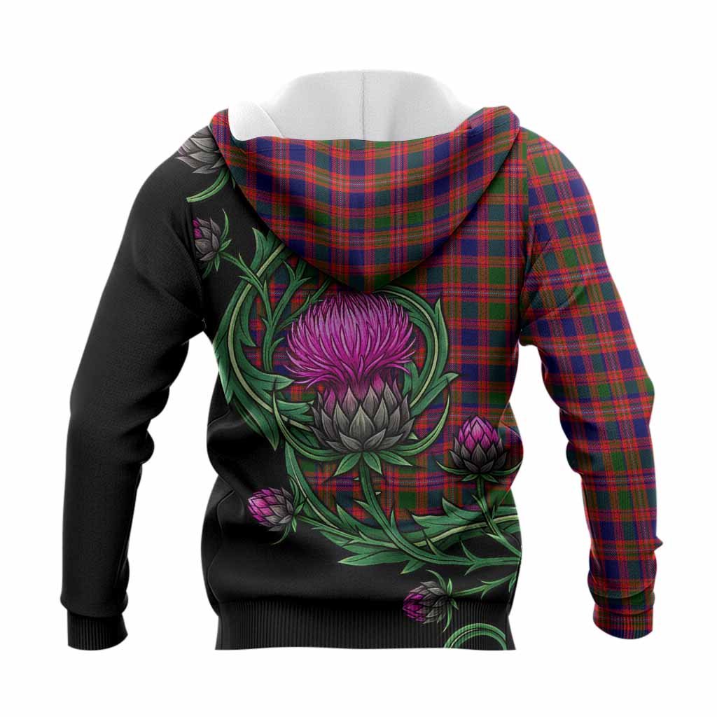 Wright Tartan Knitted Hoodie Resilient Scottish Thistle - Tartan Vibes Clothing