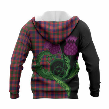 Wright Tartan Knitted Hoodie Traditional Scottish Thistle
