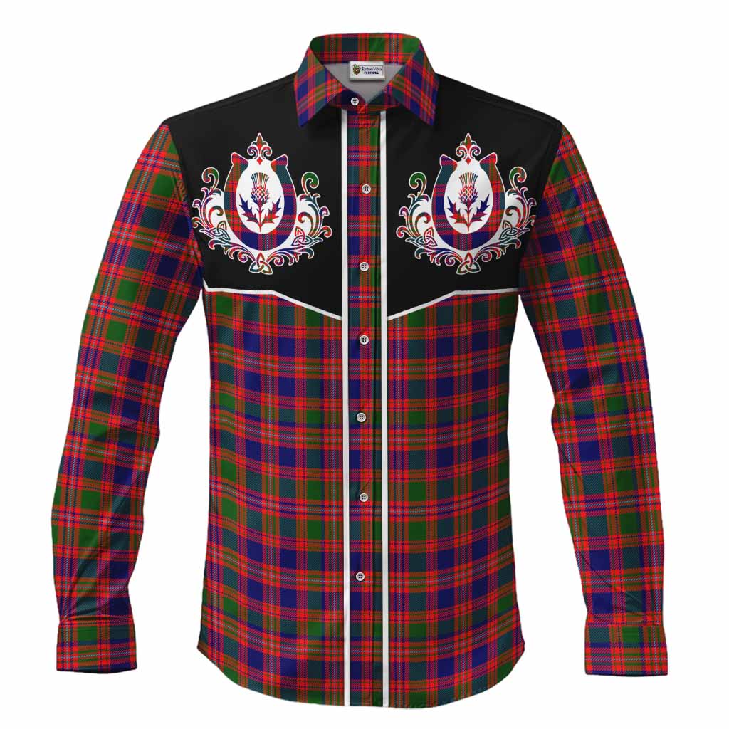 Wright Tartan Long Sleeve Button Shirts Horseshoe Ornament Men's Shirt S - Tartan Vibes Clothing