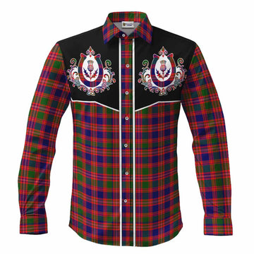 Wright Tartan Long Sleeve Button Shirts Horseshoe Ornament Men's Shirt S - Tartan Vibes Clothing