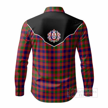 Wright Tartan Long Sleeve Button Shirts Horseshoe Ornament - Tartan Vibes Clothing