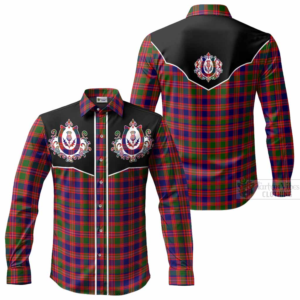Wright Tartan Long Sleeve Button Shirts Horseshoe Ornament Men's Shirt - Tartan Vibes Clothing